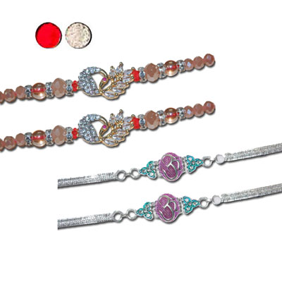"RAKHIS -AD 4190 A (2 Rakhis), Silver Coated Rakhi - SIL-6010 A (2 Rakhis) - Click here to View more details about this Product